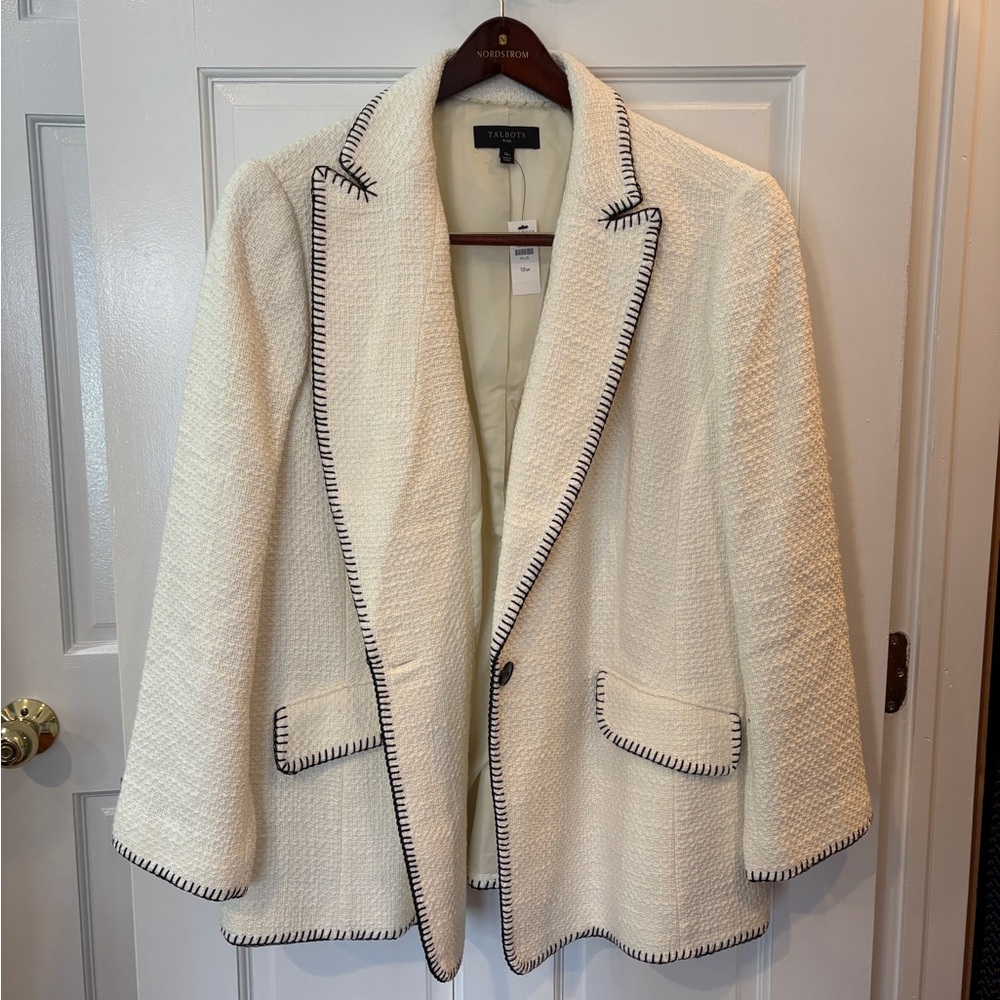 Talbots Plus - Cream Blazer with Black Detailing